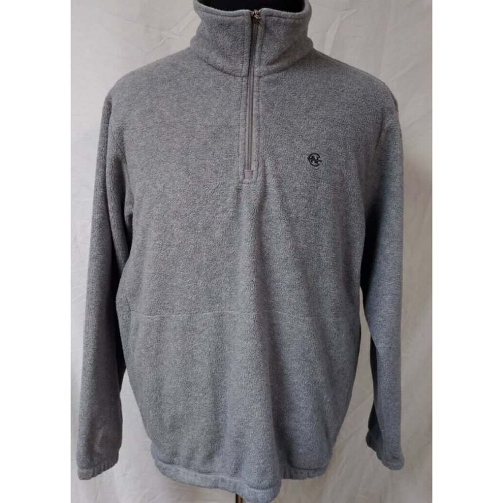 Nautica Competition Mens Large Grey 1/4 Zip Fleece Logo Pullover Jacket